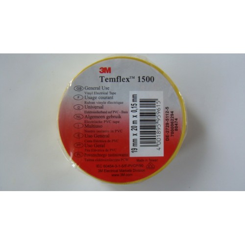 Стрічка Temflex 1500-Yellow-19MMX20M