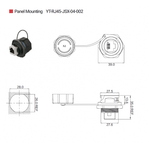 Герметична панельна розетка YT-RJ45-JSX-04-002 CNLINKO