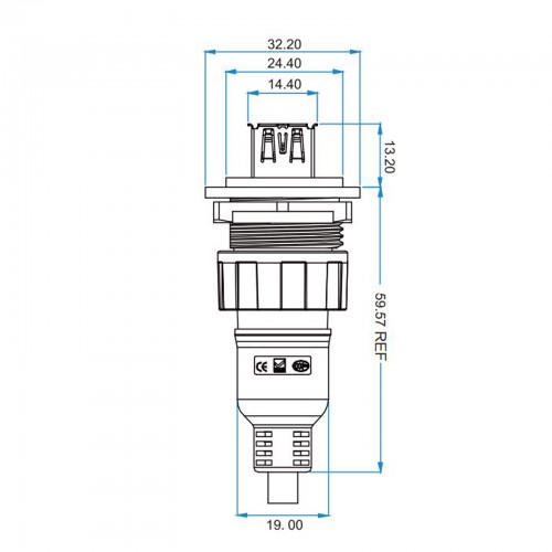 Герметичная панельная USB розетка YU-USB2-JSX-01-001 CNLINKO