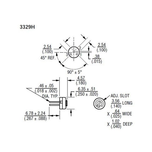 Резистор переменный выводной 3329H-1-502LF Bourns